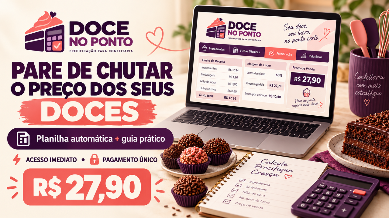 Planilha automática e guia Doce no Ponto